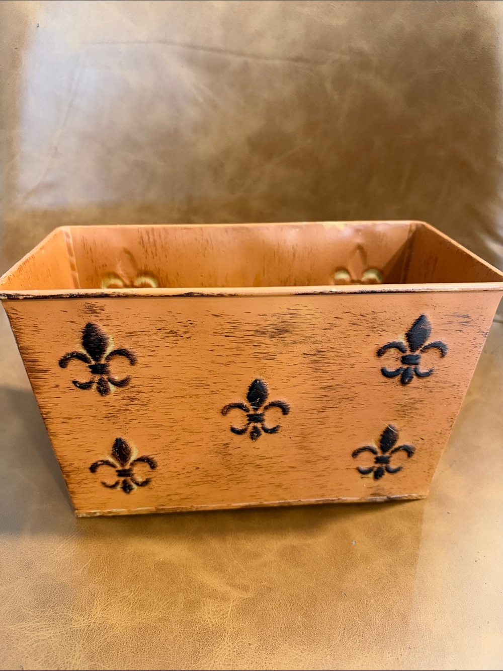 Vintage Fleur-De-Lis Metal Decorative box French Country Cottage decor